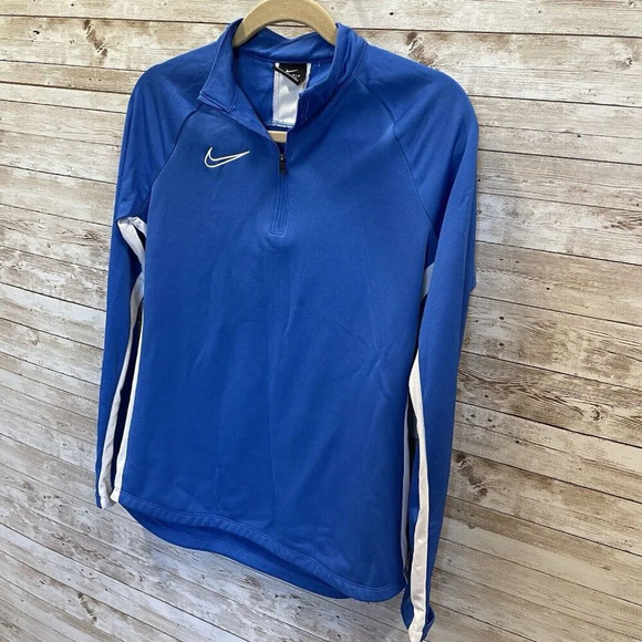 Nike Womens S Soccer Jacket Performance Blue White Full Zip Finger‎ Holder Sport - Picture 3 of 9